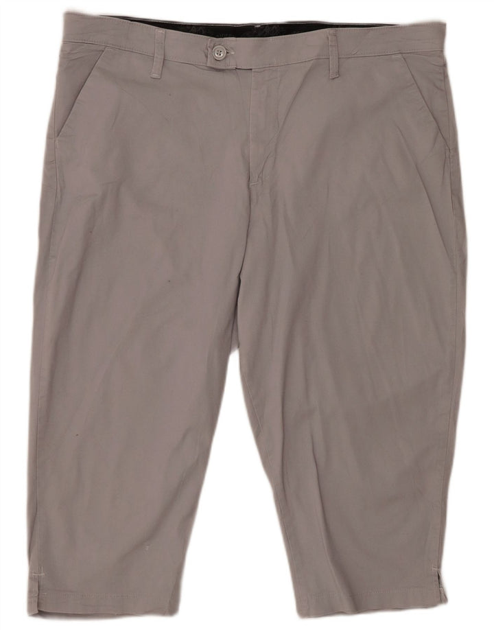 LEE Ženske jahačke bermude visokog struka US 16 2XL W38 Sivi pamuk