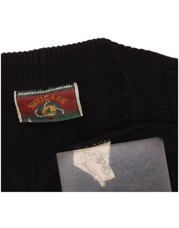 Navigare muški kardigan pulover veliki tamnoplavi vuneni