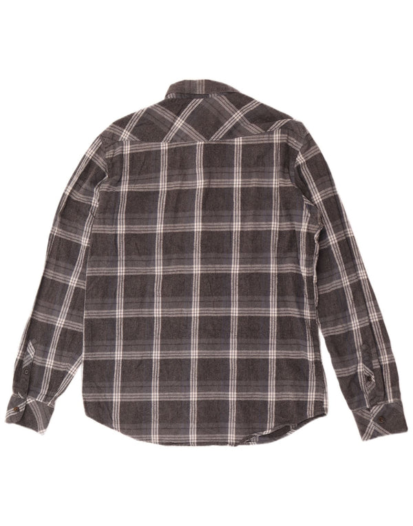 Billabong Mens Flannel Shirt Large Grey Plaid Cotton