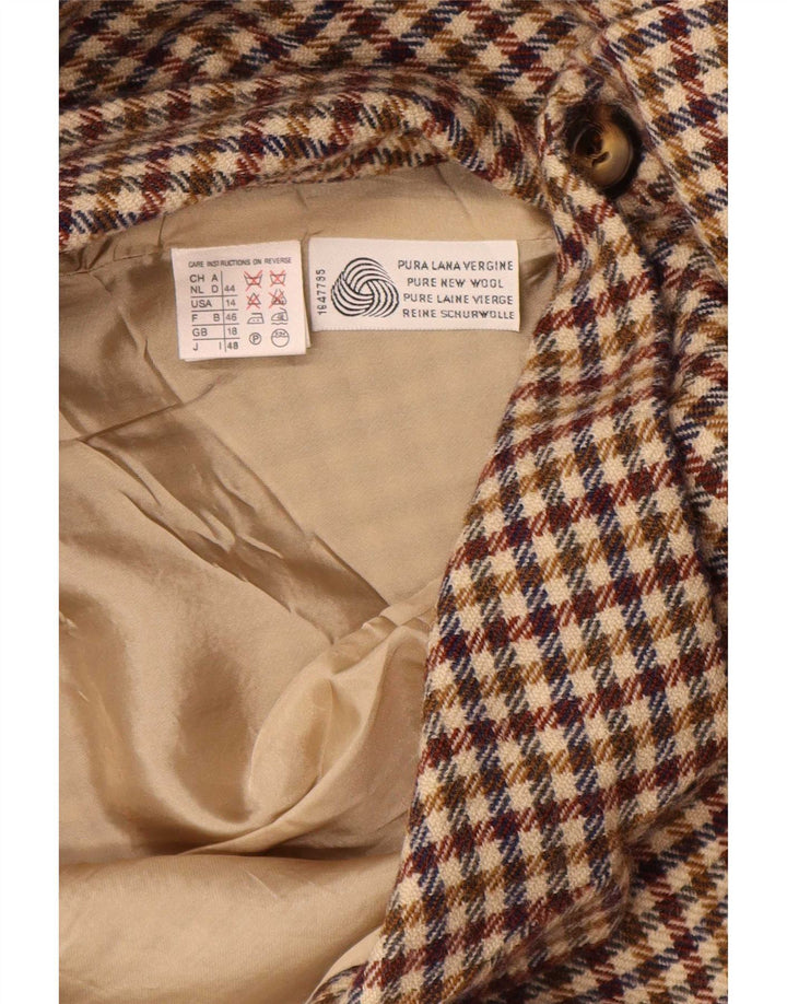 Marella Ženska jakna sa 3 gumba UK 18 XL Smeđa Houndstooth Nova vuna