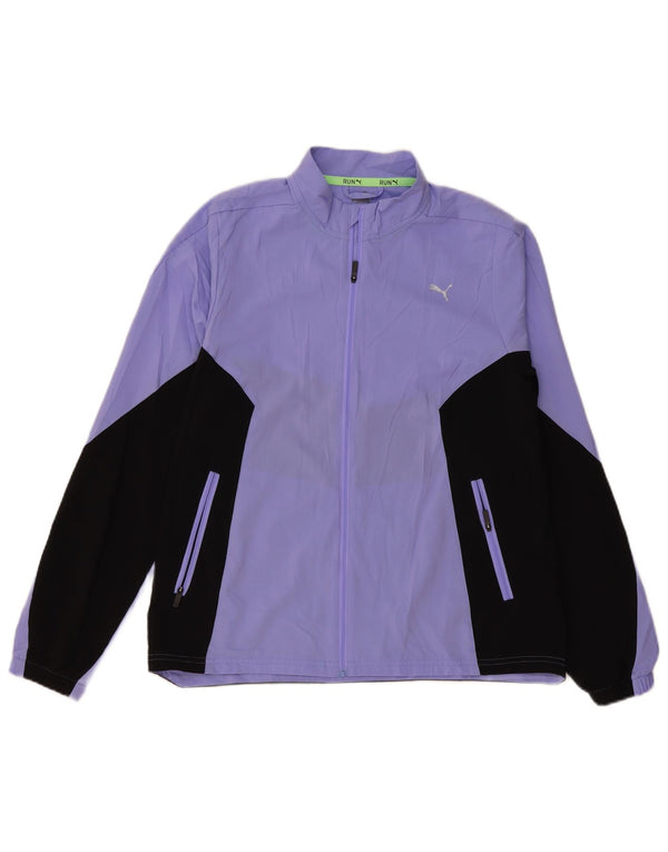 PUMA Womens Tracksuit Top Jacket UK 14 Medium Purple Colourblock Polyester