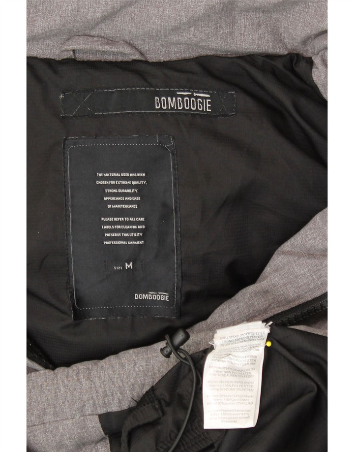 BOMBOOGIE Mens Hooded Padded Jacket UK 38 Medium Grey Nylon Vintage Bomboogie and Second-Hand Bomboogie from Messina Hembry 