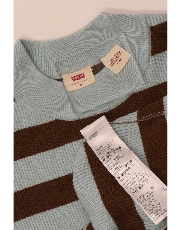 Levi's ženski džemper s okruglim izrezom UK 12 srednje plave pruge od akrila