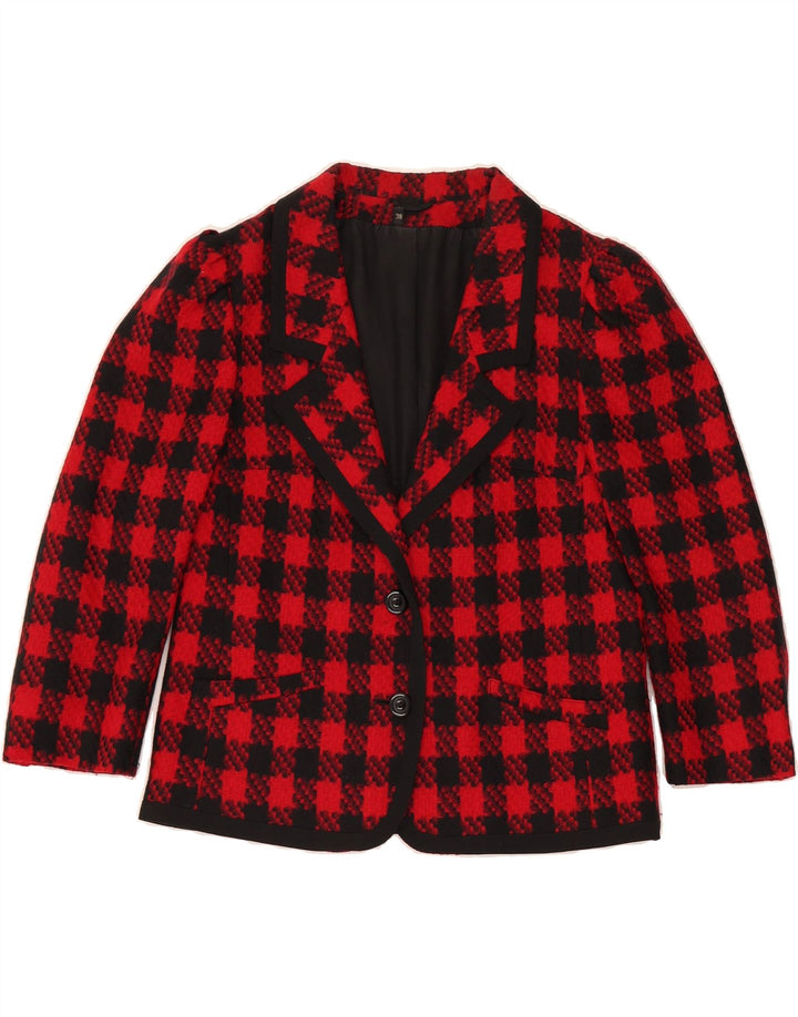 GOLDEN GATE Womens 3/4 Sleeve Blazer Jacket EU 38 Medium Red Houndstooth Vintage Golden Gate and Second-Hand Golden Gate from Messina Hembry 