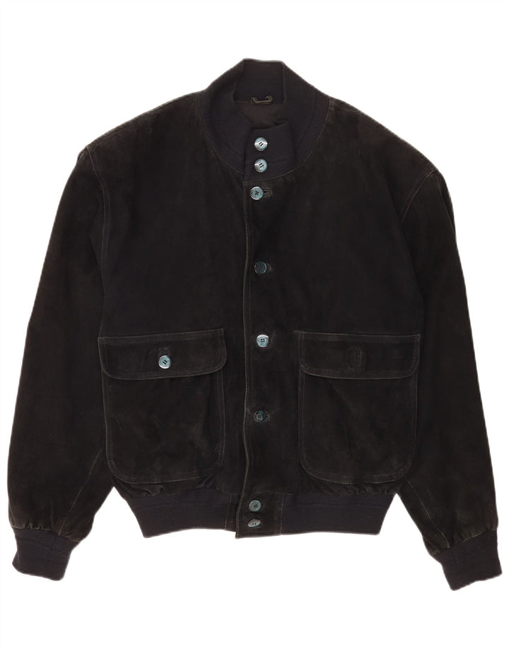 Vintage muška bomber jakna od brušene kože IT 48 srednje crne kože