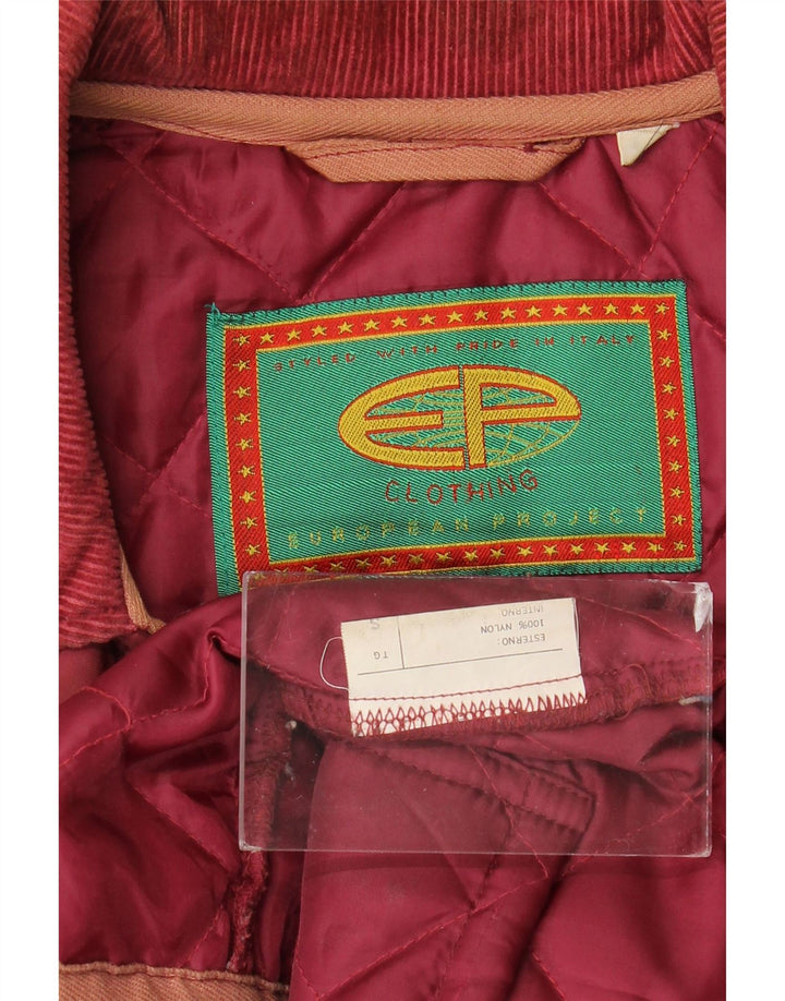Vintage muška prošivena jakna UK 36 Mali bordo najlon