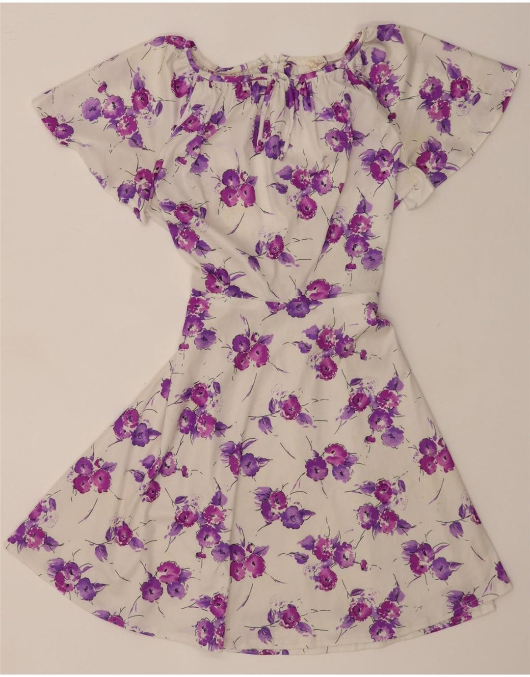 VINTAGE Womens A-Line Dress IT 44 Medium White Floral Vintage Vintage and Second-Hand Vintage from Messina Hembry 