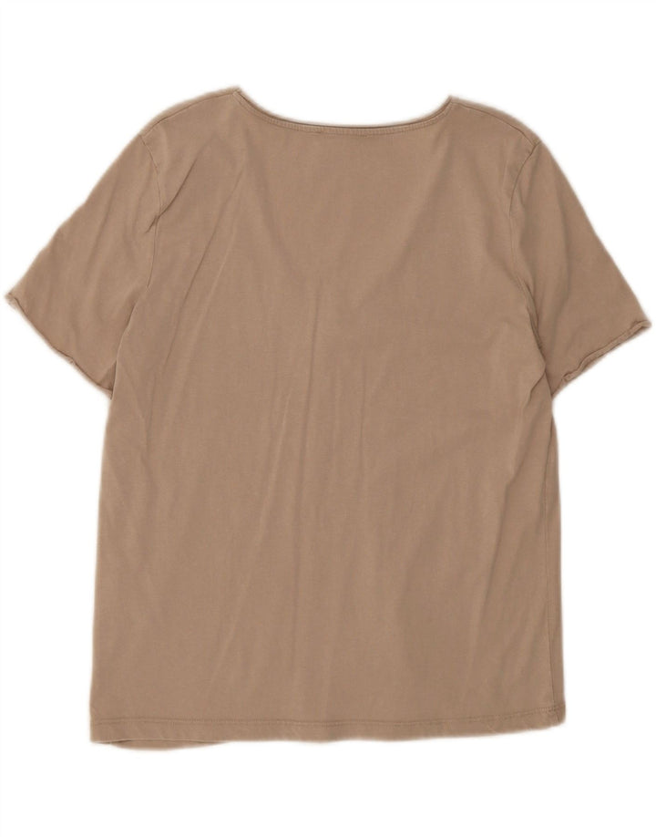 ZARA Womens T-Shirt Top UK 12 Medium Beige Cotton Vintage Zara and Second-Hand Zara from Messina Hembry 