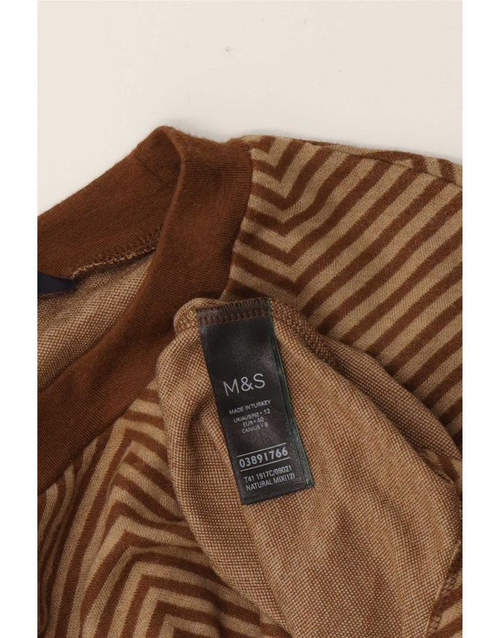 Marks & Spencer ženski džemper s okruglim izrezom UK 12 Srednje smeđi ševron