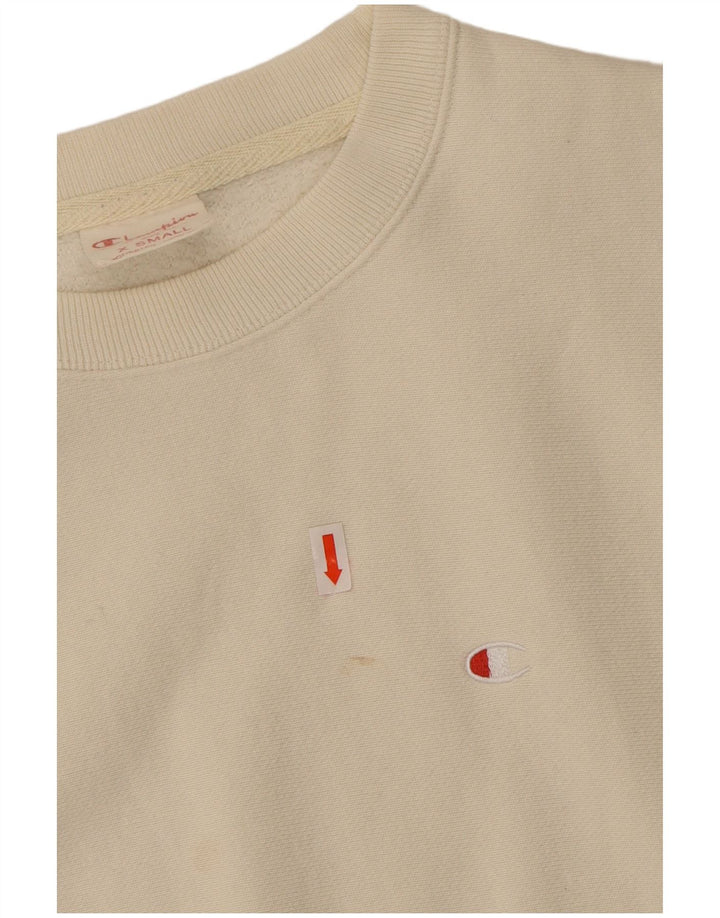 CHAMPION Mens Reverse Weave Sweatshirt Jumper XS Off White Cotton
