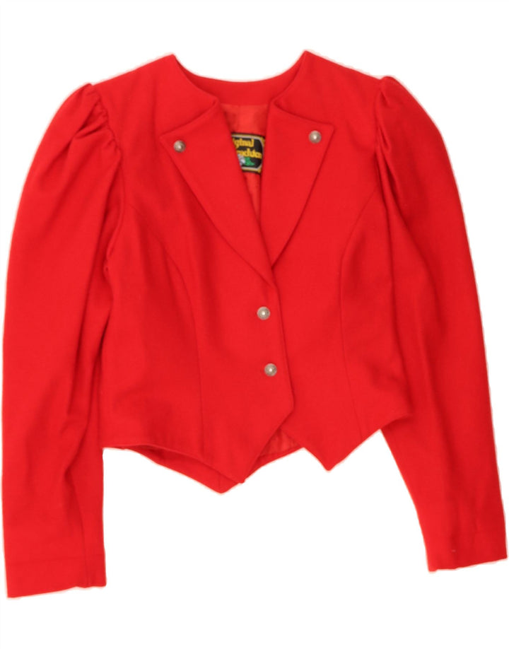 VINTAGE Womens Trachten Crop 2 Button Blazer Jacket EU 36 Small Red Vintage Vintage and Second-Hand Vintage from Messina Hembry 