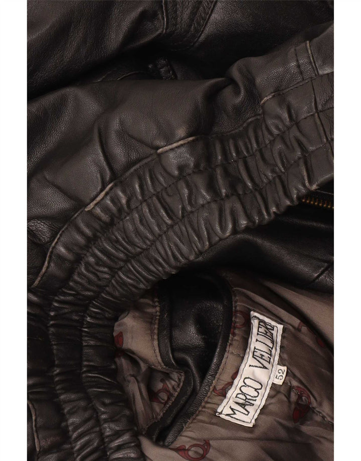 Vintage muška bomber kožna jakna IT 52 XL crna