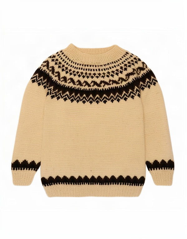 Vintage ženski džemper s brodskim izrezom UK 16 Large Beige Fair Isle