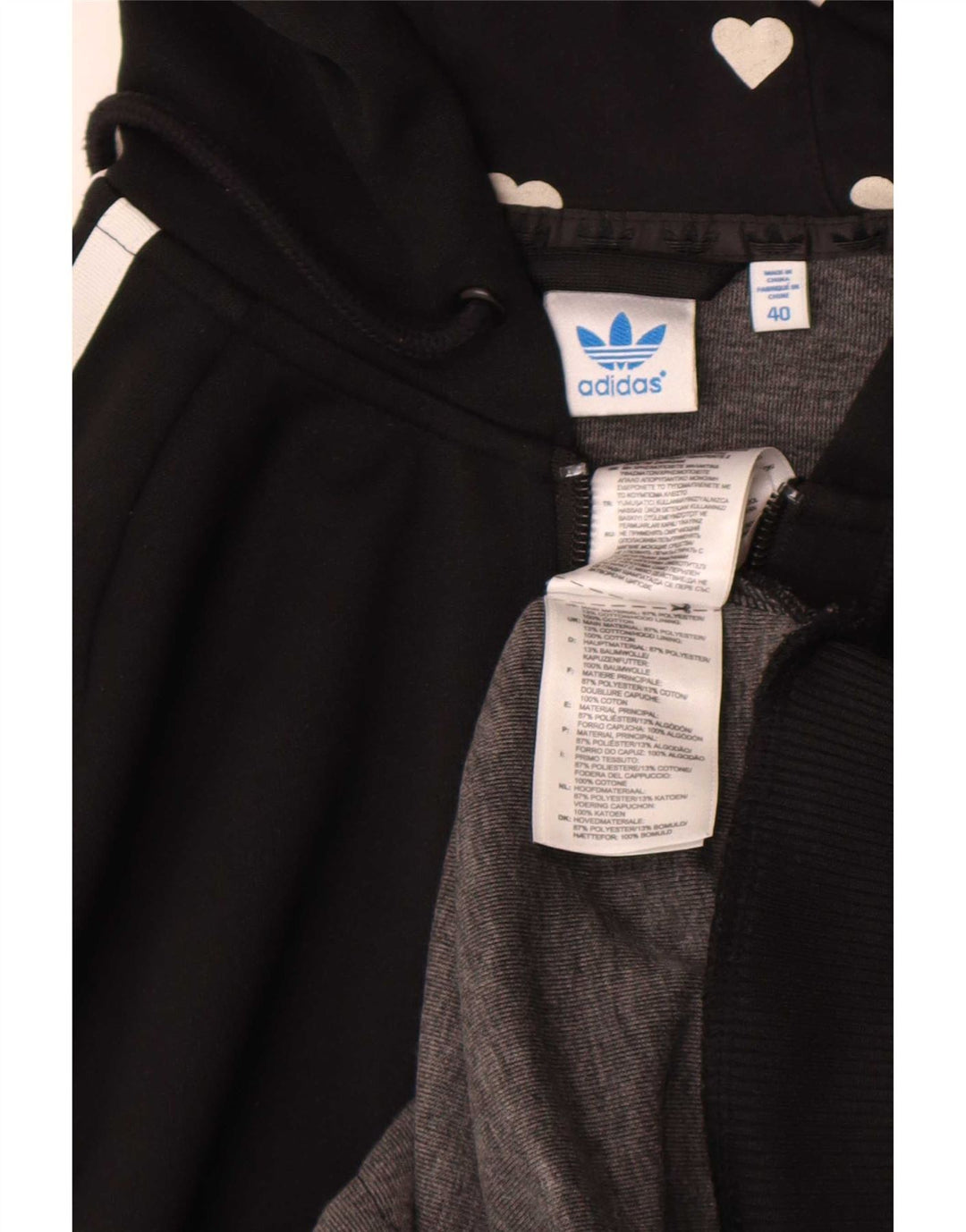 Adidas ženski pulover s kapuljačom s grafičkim zatvaračem IT 40 mali crni poliester