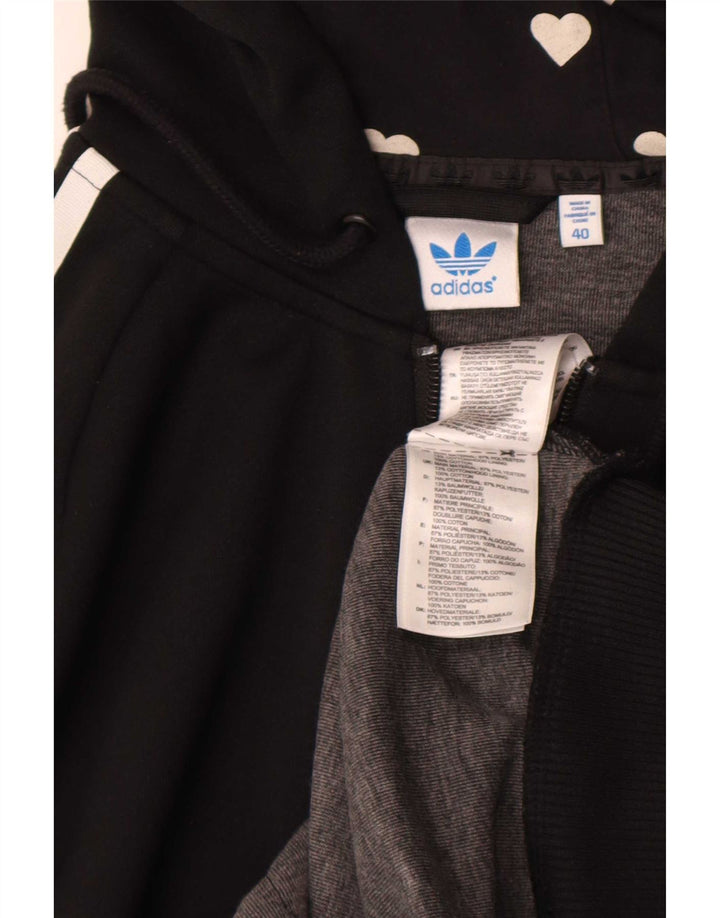 Adidas ženski pulover s kapuljačom s grafičkim zatvaračem IT 40 mali crni poliester