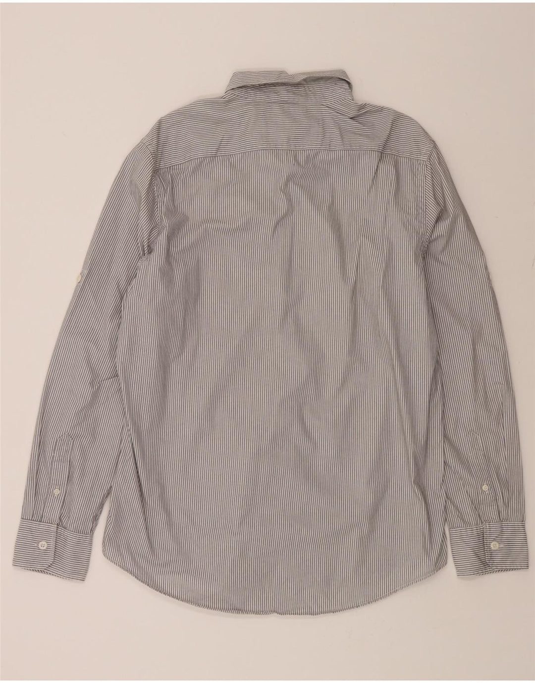 AMERICAN EAGLE OUTFITTERS Mens Authentic Shirt Large Grey Striped Cotton Vintage American Eagle Outfitters and Second-Hand American Eagle Outfitters from Messina Hembry 