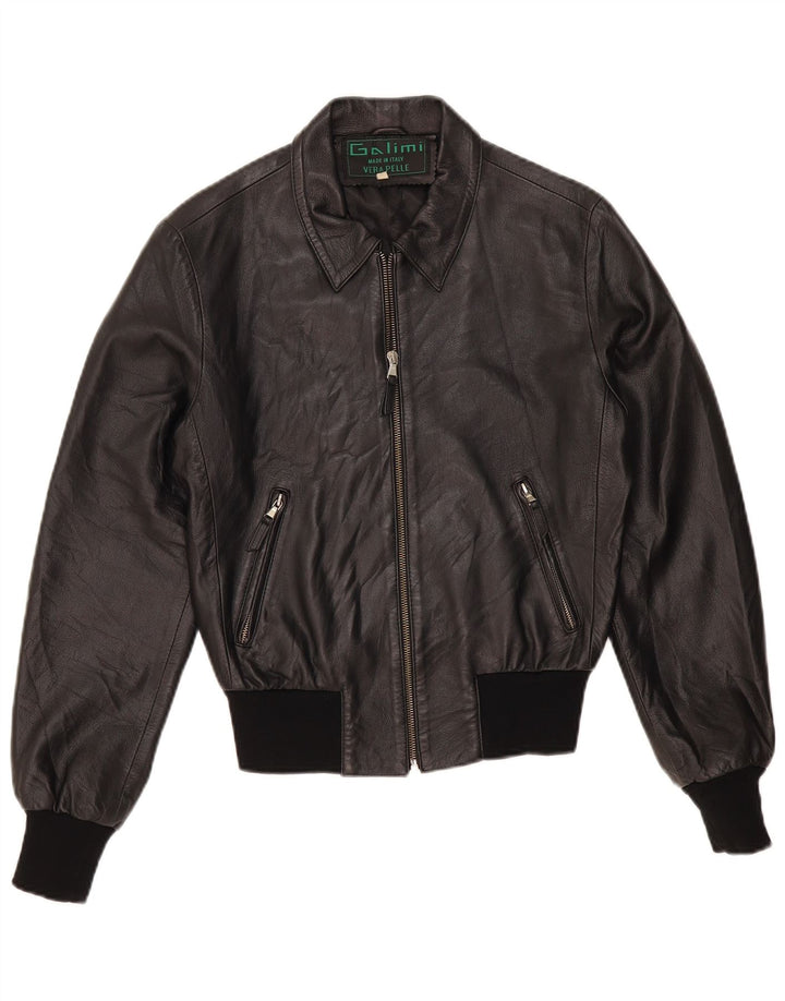 Vintage ženska bomber kožna jakna IT 44 srednje crna koža