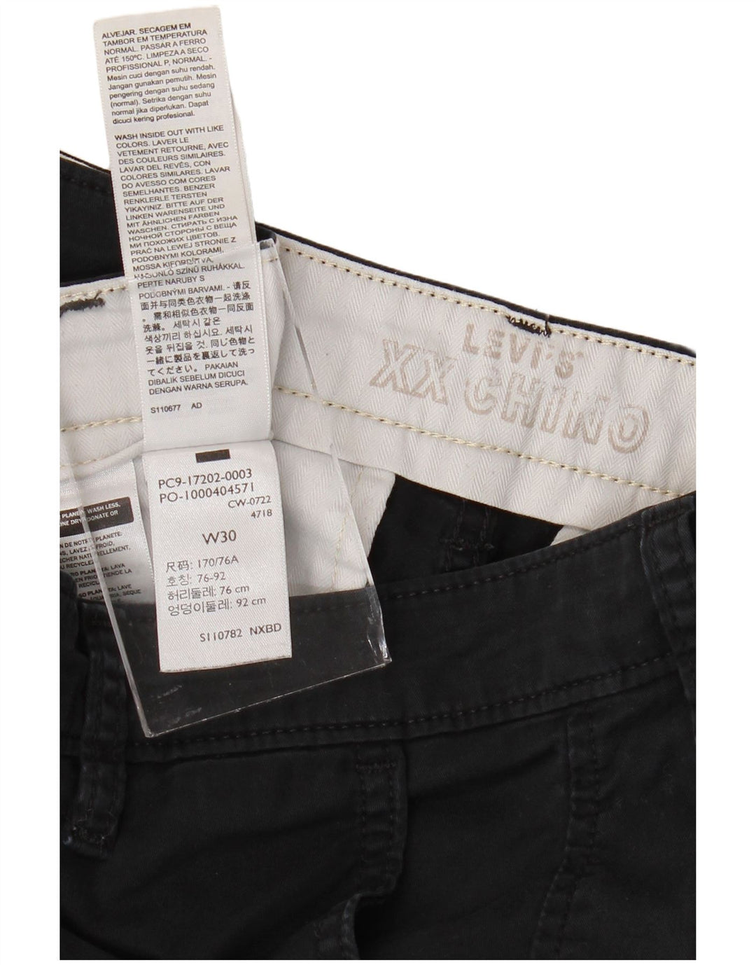 LEVI'S muške chino kratke hlače W30 Srednje crni pamuk