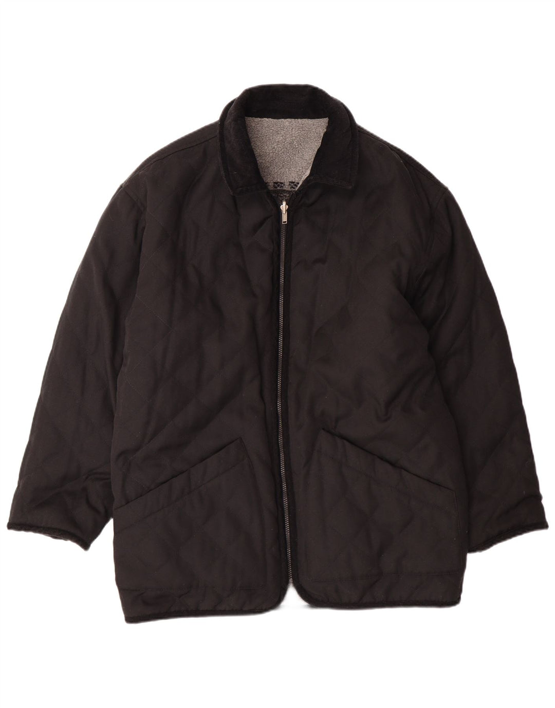 VINTAGE Muška jakna od flisa s grafičkim motivima UK 38 srednje siva Fair Isle