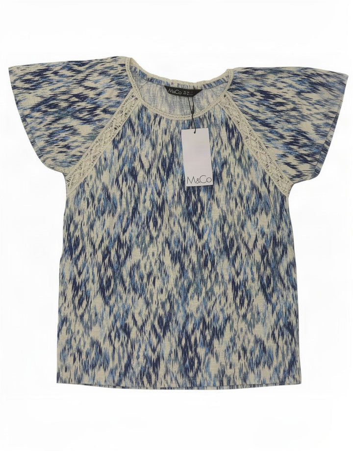 M&Co Top ženska bluza UK 10 Small Blue Ikat Cotton
