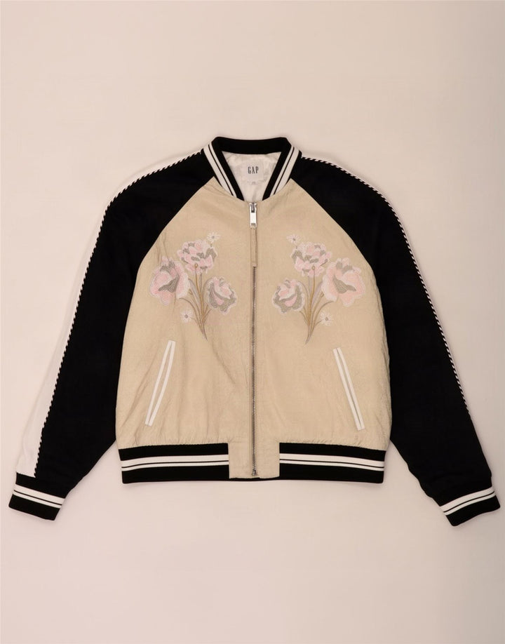 Gap ženska velika bomber jakna s grafičkim motivima UK 16 Large Beige Floral Rayon