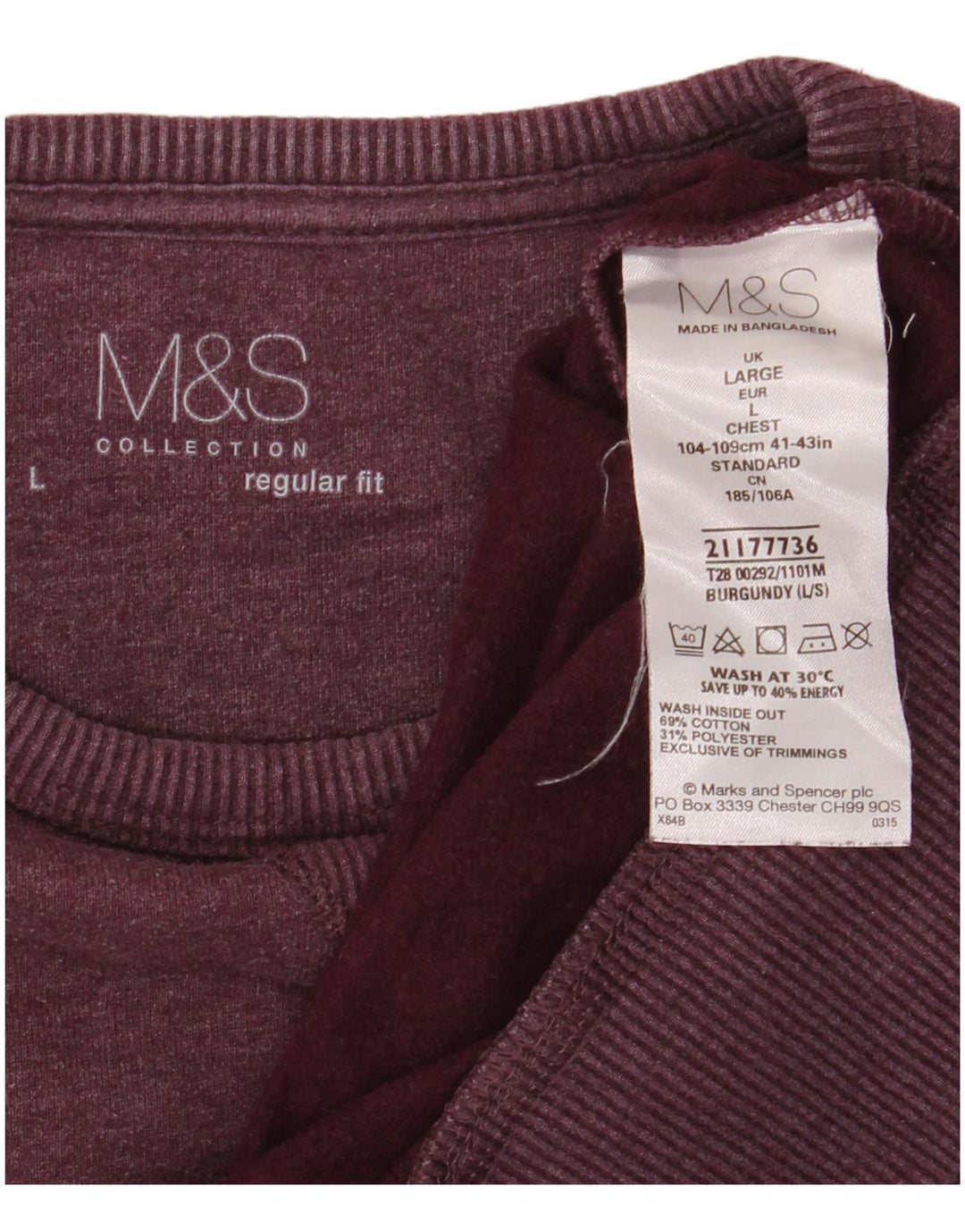 Marks & Spencer muška trenirka Regular Fit Veliki pamuk bordo boje