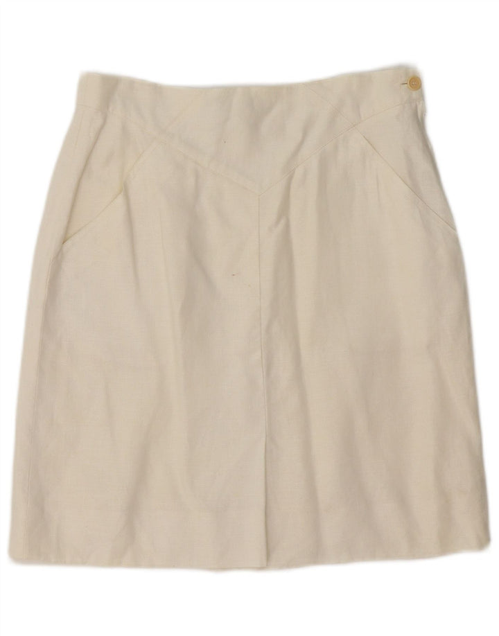 MARELLA ženska suknja A-kroja UK 12 srednje W30 od bijelog lana