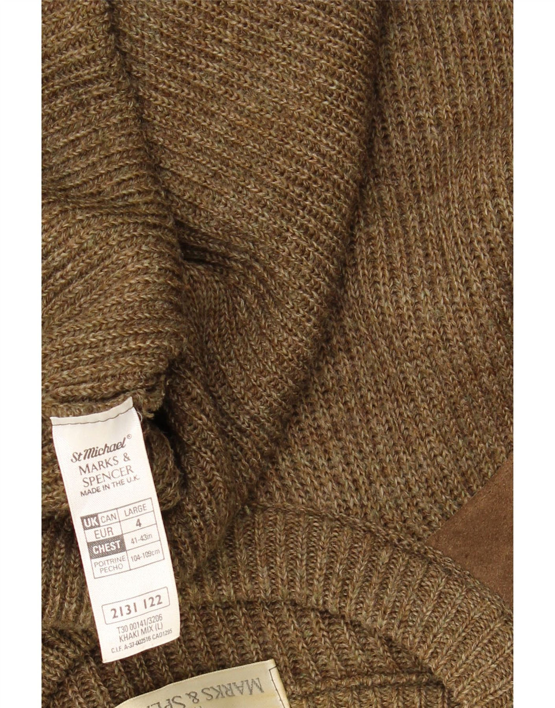 Marks & Spencer, muški džemper s okruglim izrezom, veliki kaki vuneni pulover