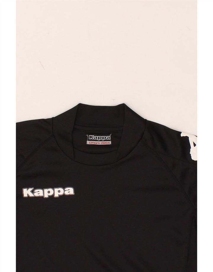 KAPPA Boys Graphic T-Shirt Top 11-12 Years Black Polyester Vintage Kappa and Second-Hand Kappa from Messina Hembry 