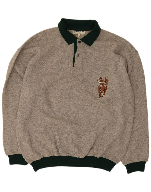 Pierre Cardin muški pulover s polo ovratnikom IT 54 XL siva vunena boja