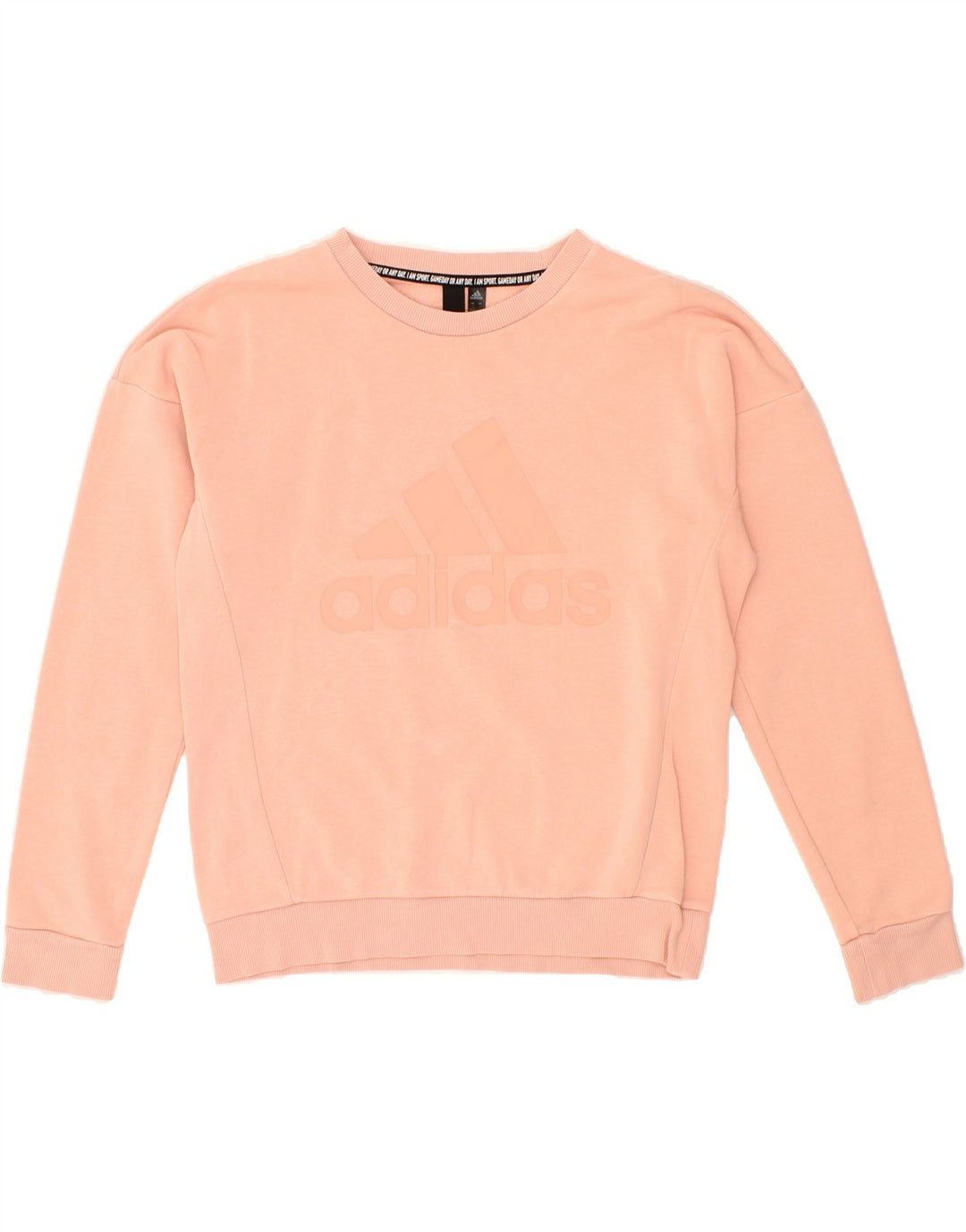 ADIDAS Womens Oversized Graphic Sweatshirt Jumper UK 8/10 Small Orange Vintage Adidas and Second-Hand Adidas from Messina Hembry 