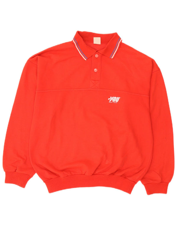 Vintage muška majica s polo izrezom, veliki, pamučni crveni prugasti džemper