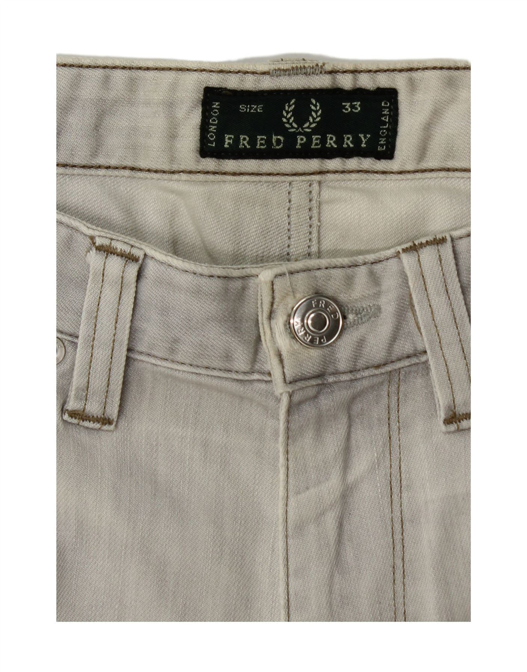 FRED PERRY Muške uske traperice W33 L29 Sivi pamuk