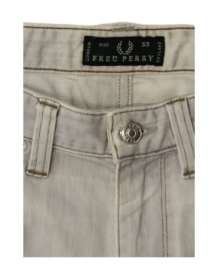 FRED PERRY Muške uske traperice W33 L29 Sivi pamuk