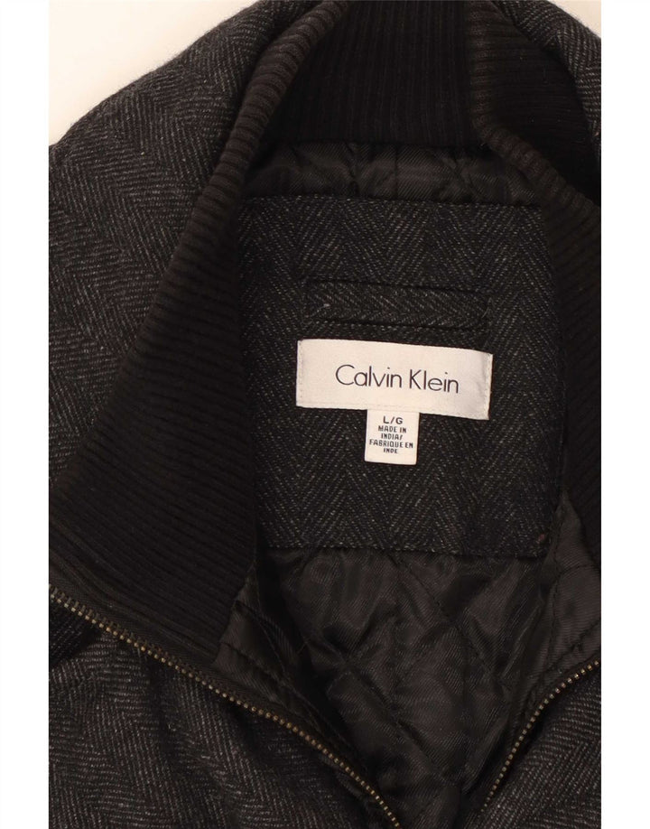 Calvin Klein muški graškasti kaput UK 40 Large Grey Riblja kost vuna