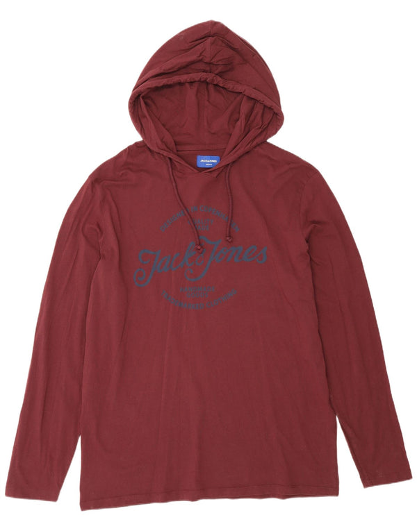Jack & Jones muška grafička majica s kapuljačom dugih rukava 2XL tamnocrvena