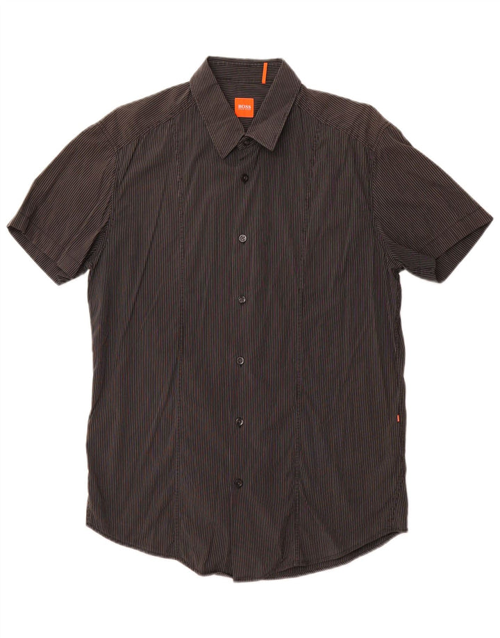 HUGO BOSS Muška košulja kratkih rukava, pamuk s velikim sivim prugama