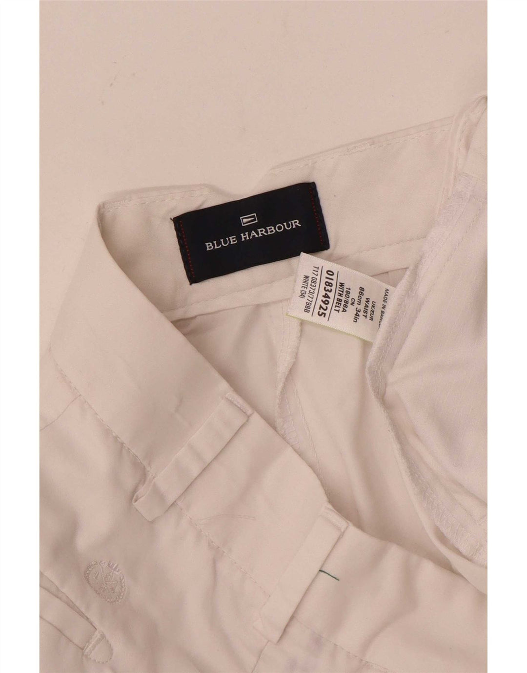 Marks & Spencer Mens Blue Harbor Chino kratke hlače W34 veliki bijeli pamuk