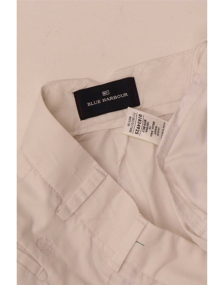 Marks & Spencer Mens Blue Harbor Chino kratke hlače W34 veliki bijeli pamuk