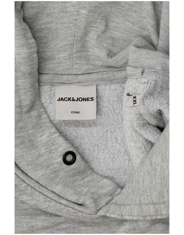 JACK & JONES Muška majica s kapuljačom s grafičkim motivima 2XL sivi poliester