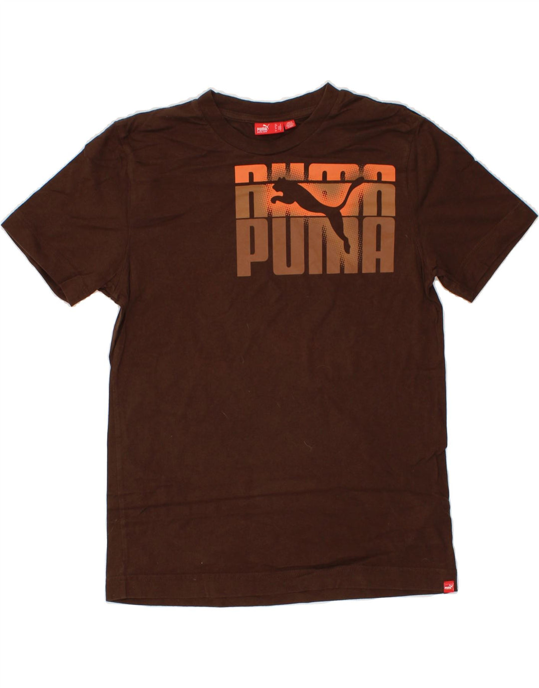PUMA Mens Graphic T-Shirt Top Small Brown Cotton Vintage Puma and Second-Hand Puma from Messina Hembry 