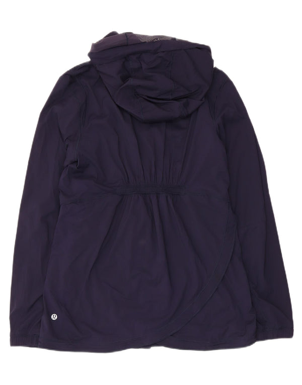 Lululemon Womens Hooded Windbreaker Jacket US 8 Medium Navy Blue Nylon