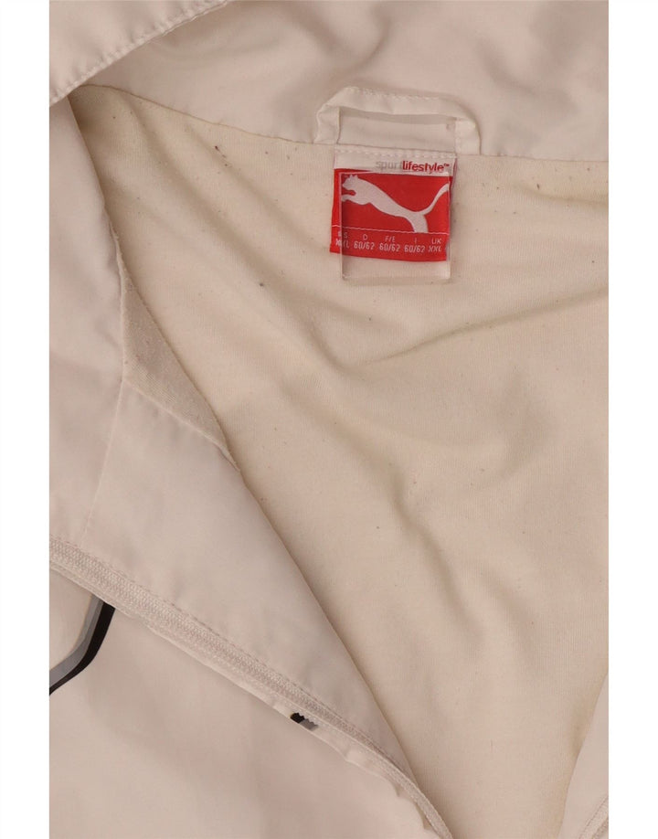 PUMA Mens Graphic Tracksuit Top Jacket 2XL Off White Colourblock