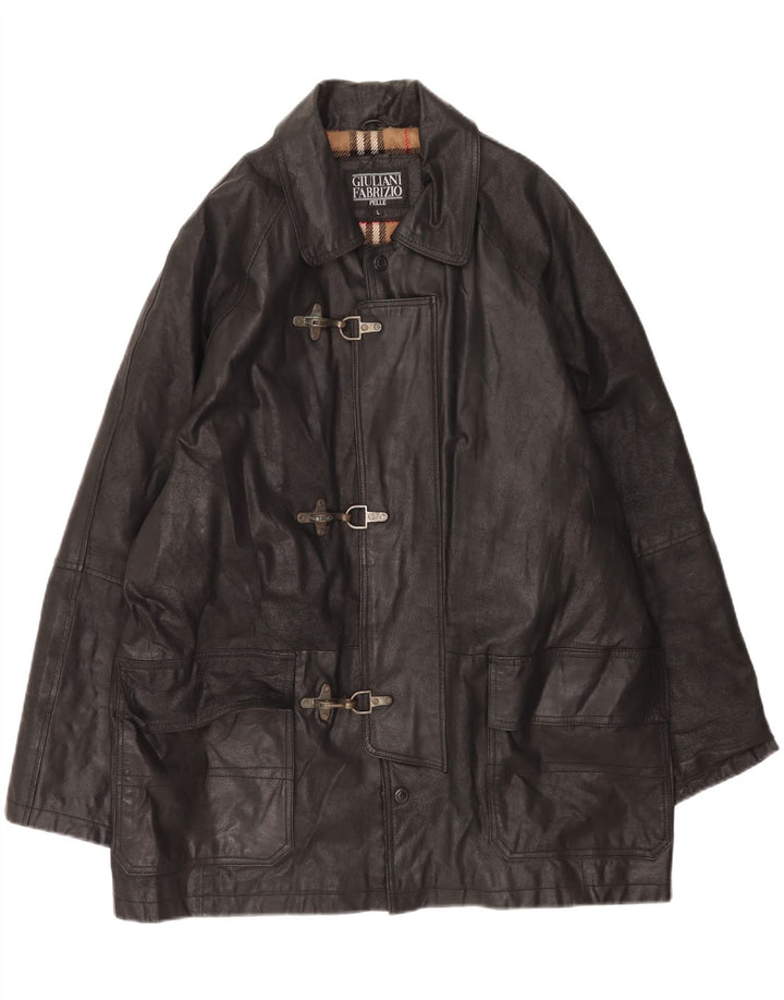 Giulia Galanti muška kožna jakna Duffle UK 40 velika crna kožna
