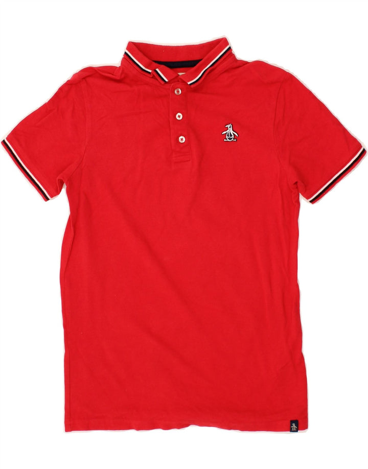 PENGUIN Boys Polo Shirt 10-11 Years Red Cotton Vintage Penguin and Second-Hand Penguin from Messina Hembry 