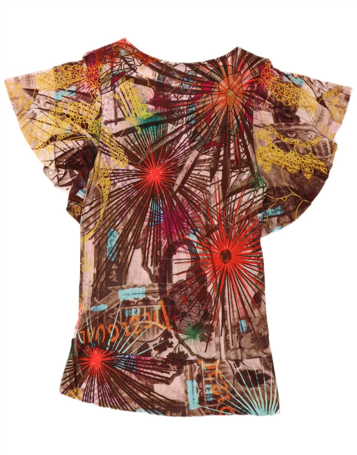 Desigual gornji dio ženske bluze UK 18 XL Višebojna patchwork viskoza