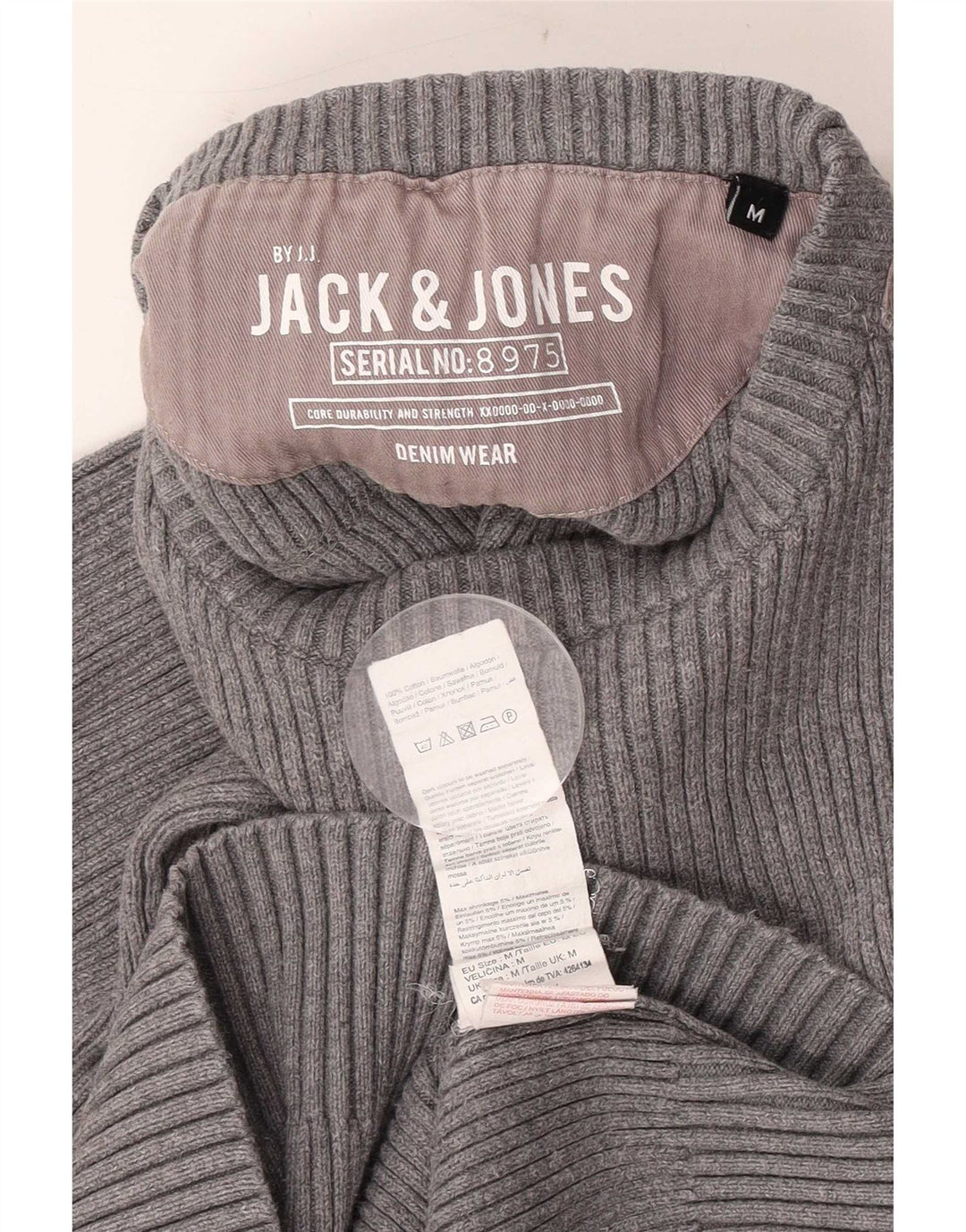 Jack & Jones muški džemper s okruglim izrezom, srednje sivi pamuk u blokovima boja
