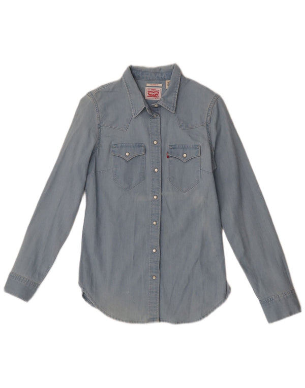 Levi's ženska krojena traper košulja UK 4 XS plavi pamuk