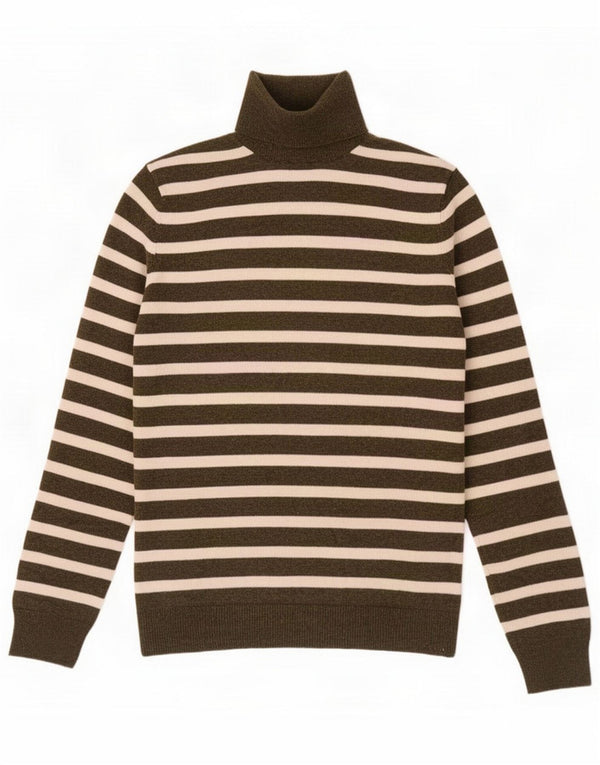 Massimo Dutti ženski pulover s rol izrezom UK 12 srednje kaki pruge