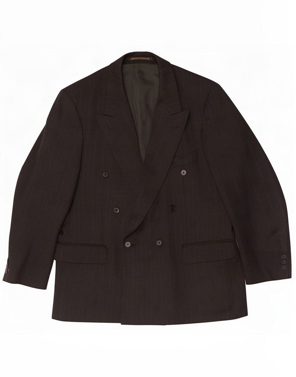 Marks & Spencer Mens Short Blazer Jacket UK 42 XL Black Pinstripe